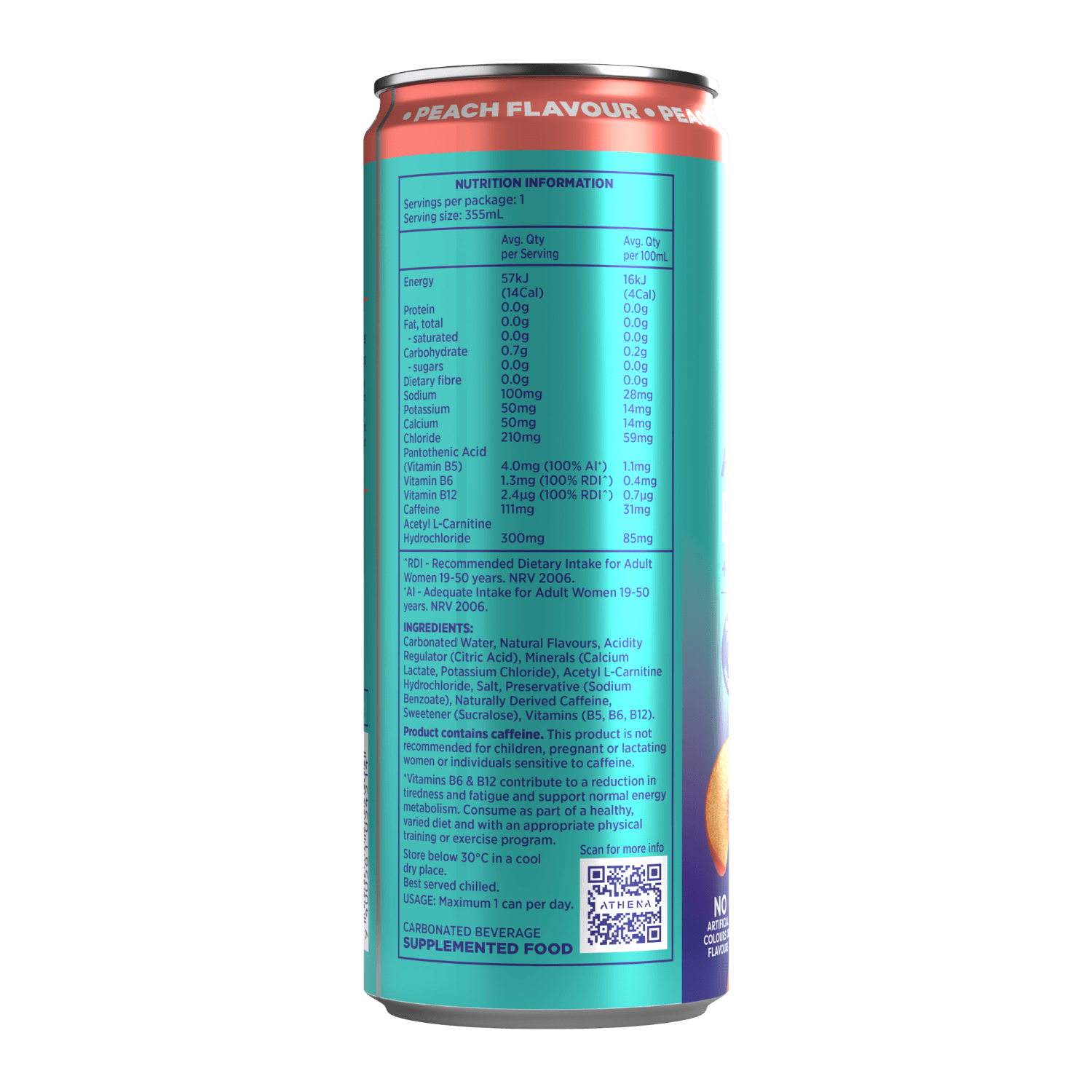Athena Energy + Electrolytes - Peach Flavour